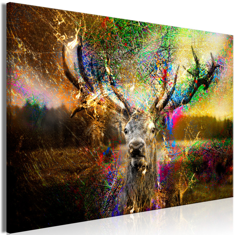 Canvas Colorful Flames (1-piece) Wide - abstract colorful deer 135460 additionalImage 2
