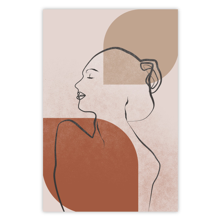 Poster Waiting for the Sun - line art of a female silhouette on an abstract background 135660