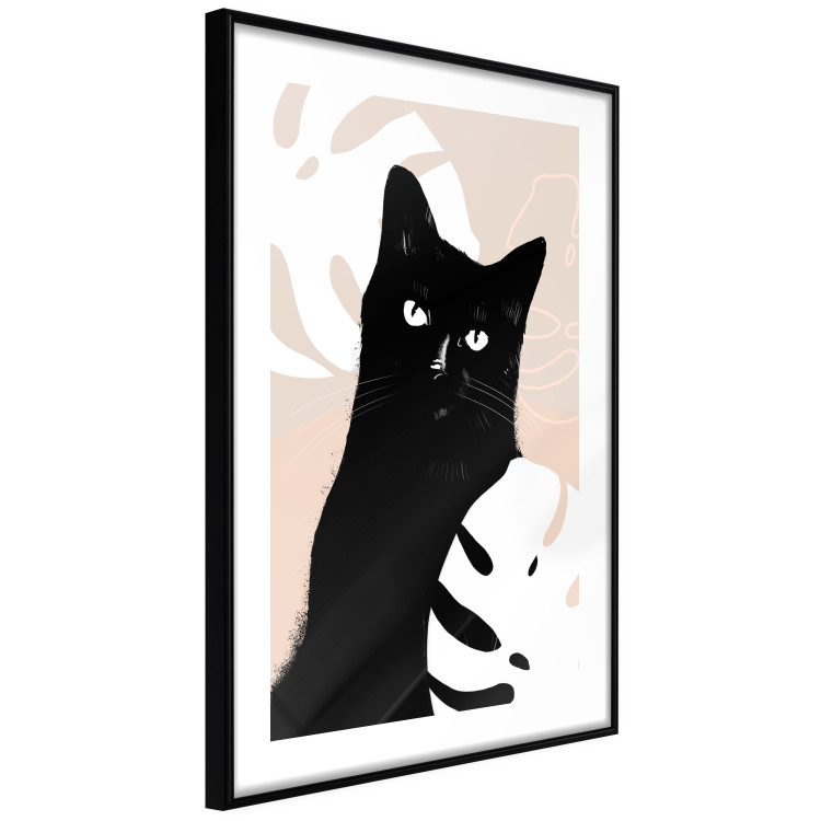 Poster Cat in Monsteras - black animal among plants on a pastel background 137860 additionalImage 2