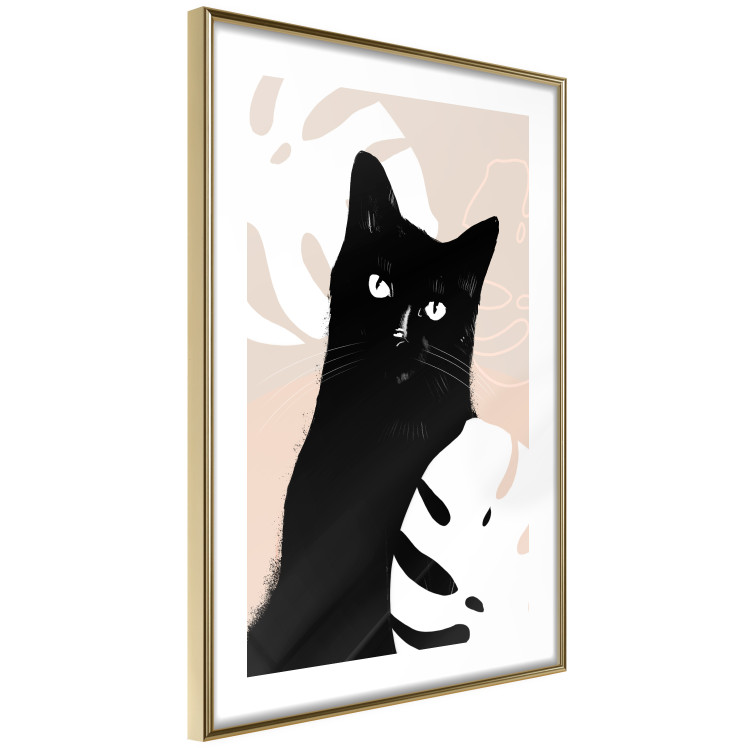 Poster Cat in Monsteras - black animal among plants on a pastel background 137860 additionalImage 3