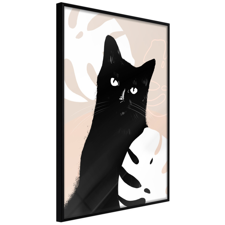 Poster Cat in Monsteras - black animal among plants on a pastel background 137860 additionalImage 7