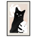 Poster Cat in Monsteras - black animal among plants on a pastel background 137860 additionalThumb 11