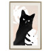 Poster Cat in Monsteras - black animal among plants on a pastel background 137860 additionalThumb 12