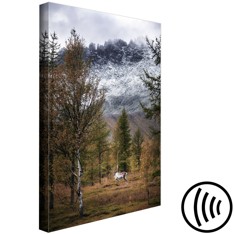 Canvas Art Print Autumn Guest (1-piece) Vertical - forest landscape overlooking mountains 138760 additionalImage 6