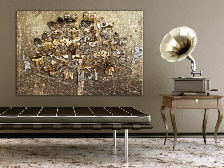 Canvas Print Tree of Abundance (1-piece) Wide - abstraction in golden tones 142260 additionalImage 3