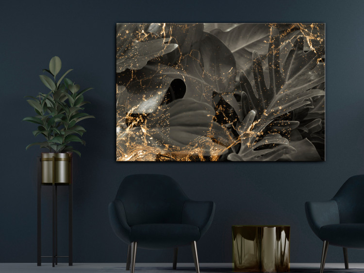 Canvas Art Print Golden Rain (1-piece) Wide - elegant art deco abstraction 142960 additionalImage 3