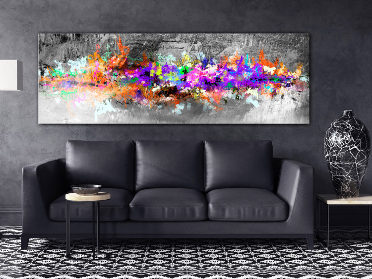 Canvas Vivid Glow (1-piece) Narrow - colorful abstraction amidst grays 143160 additionalImage 3