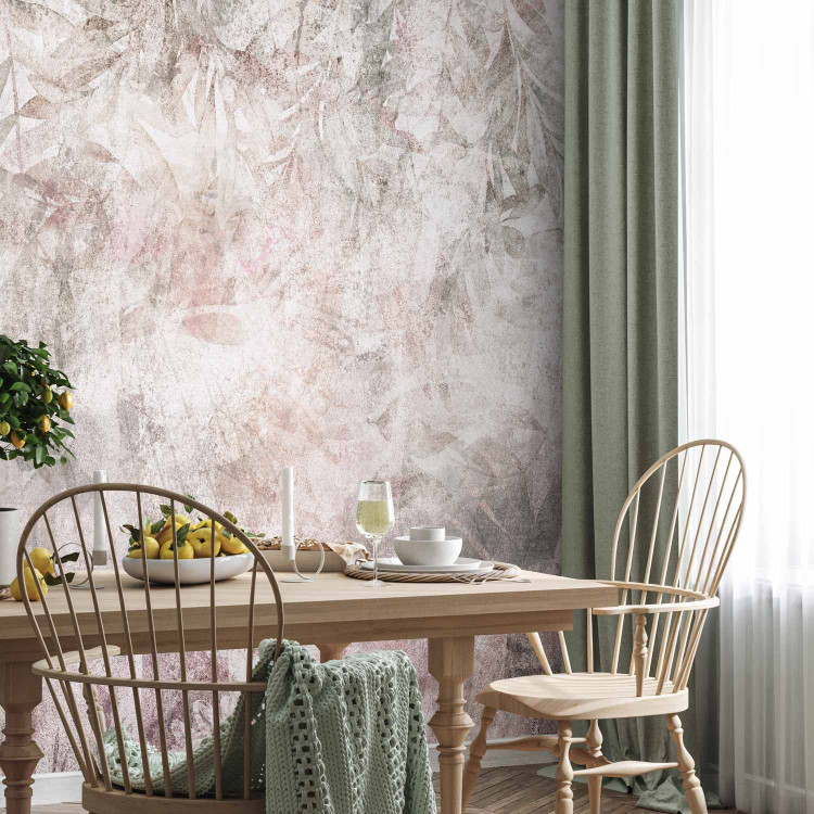 Photo Wallpaper Subtle motif - plants on a concrete texture background in shades of pink 143860 additionalImage 7