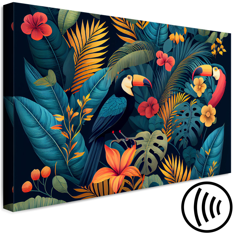 Canvas Exotic Birds - Toucans Among Colorful Vegetation in the Jungle 149860 additionalImage 6