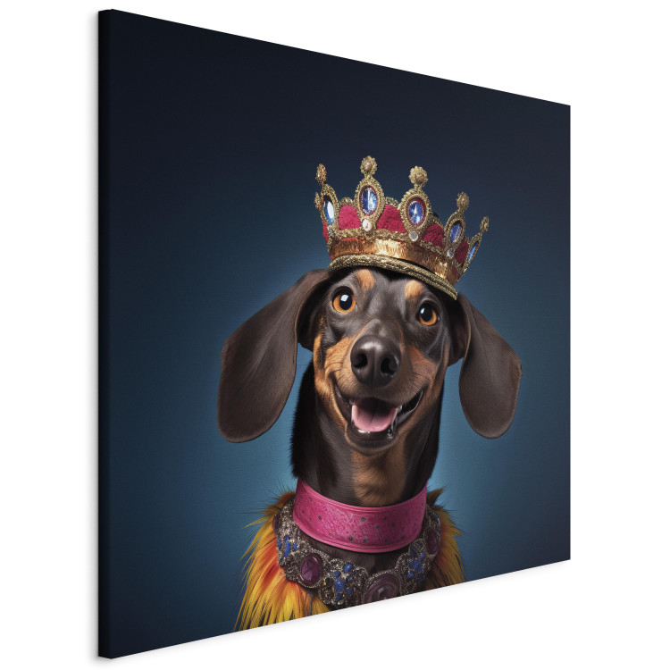 Canvas AI Dog Dachshund - Portrait of a Smiling Animal Wearing a Crown - Square 150260 additionalImage 2