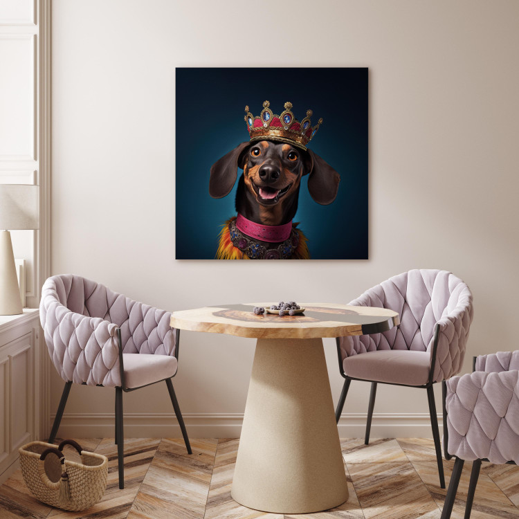 Canvas AI Dog Dachshund - Portrait of a Smiling Animal Wearing a Crown - Square 150260 additionalImage 5