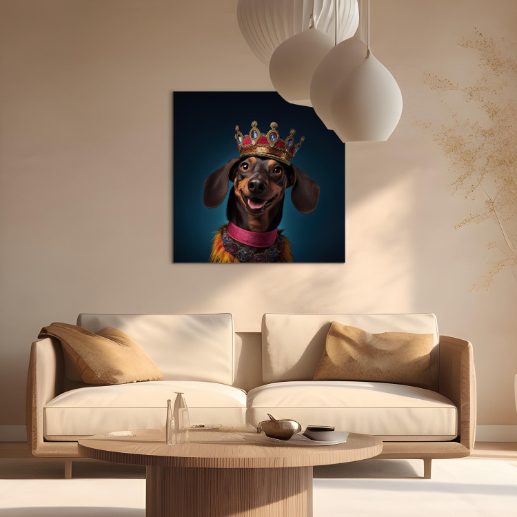 Canvas AI Dog Dachshund - Portrait of a Smiling Animal Wearing a Crown - Square 150260 additionalImage 3