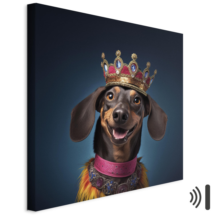 Canvas AI Dog Dachshund - Portrait of a Smiling Animal Wearing a Crown - Square 150260 additionalImage 8