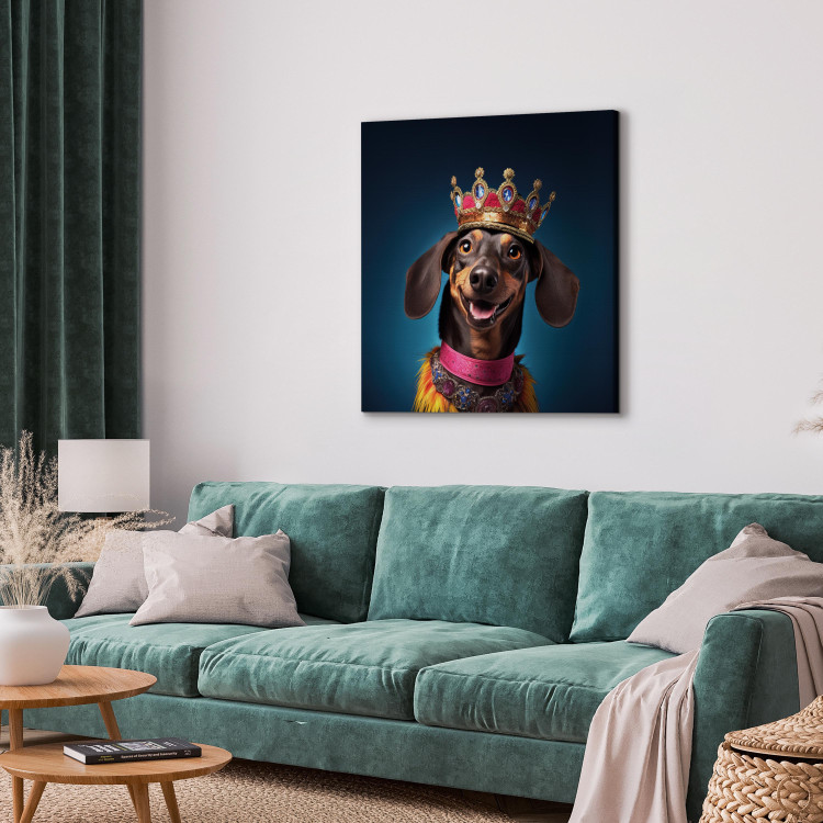 Canvas AI Dog Dachshund - Portrait of a Smiling Animal Wearing a Crown - Square 150260 additionalImage 4