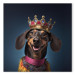 Canvas AI Dog Dachshund - Portrait of a Smiling Animal Wearing a Crown - Square 150260