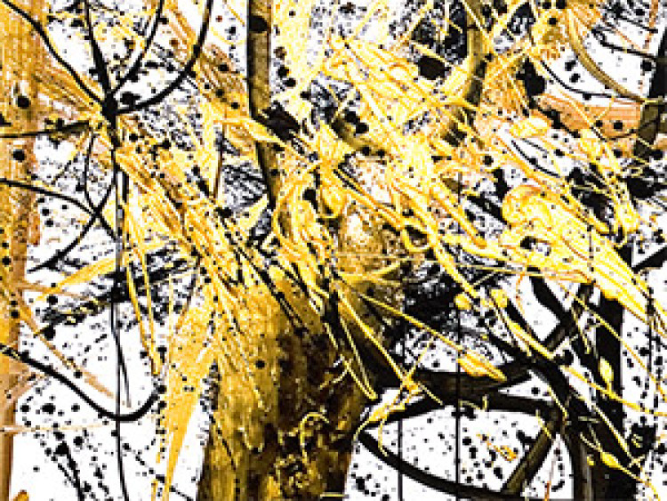 Canvas White Forest (3-piece) - abstraction with gold and black splatters 46660 additionalImage 2
