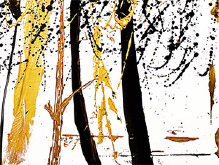 Canvas White Forest (3-piece) - abstraction with gold and black splatters 46660 additionalImage 3