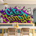 Photo Wallpaper Blue Parrot - Street Art Graffiti with Text and Parrot 60760 additionalThumb 6