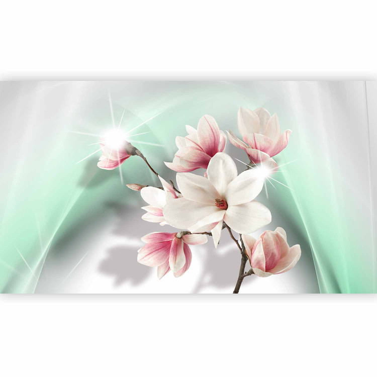 Wall Mural Flowers on a background of celadon mist - white magnolia branch with sparkle 90460 additionalImage 5