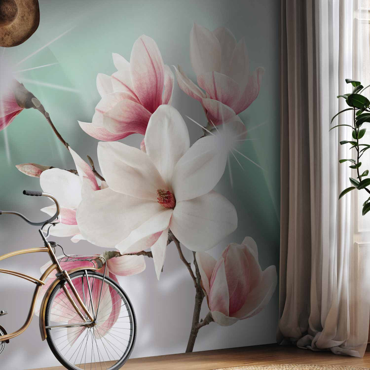 Wall Mural Flowers on a background of celadon mist - white magnolia branch with sparkle 90460 additionalImage 7