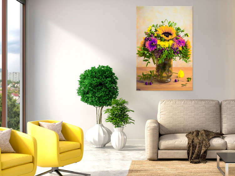 Canvas Print Floral Charm (1-piece) - Romantic Bouquet of Autumn Flowers 93060 additionalImage 3