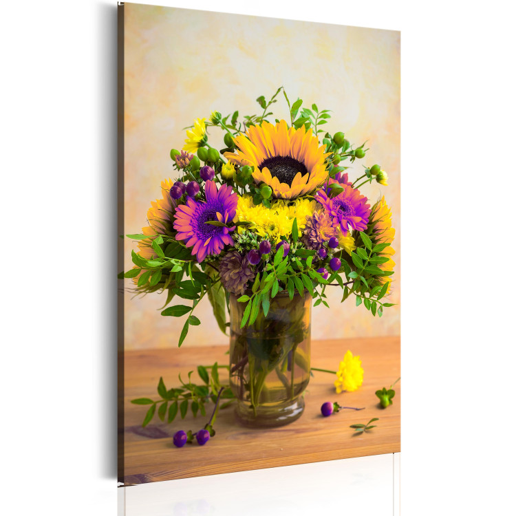 Canvas Print Floral Charm (1-piece) - Romantic Bouquet of Autumn Flowers 93060 additionalImage 2