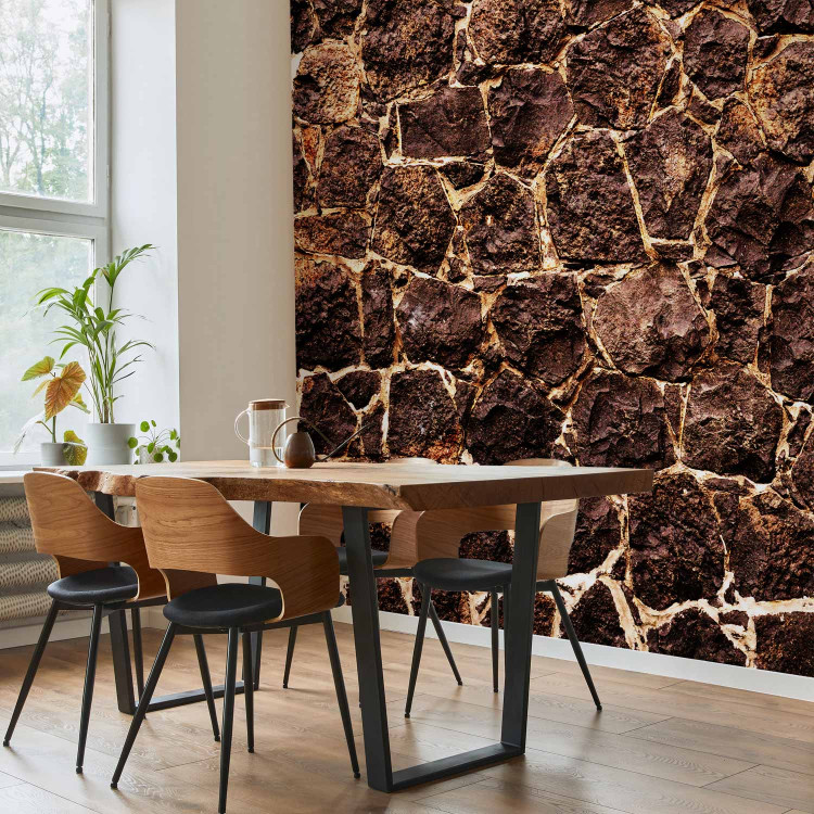 Wall Mural Brown cave - textured background of stone blocks with light joints 93960 additionalImage 4
