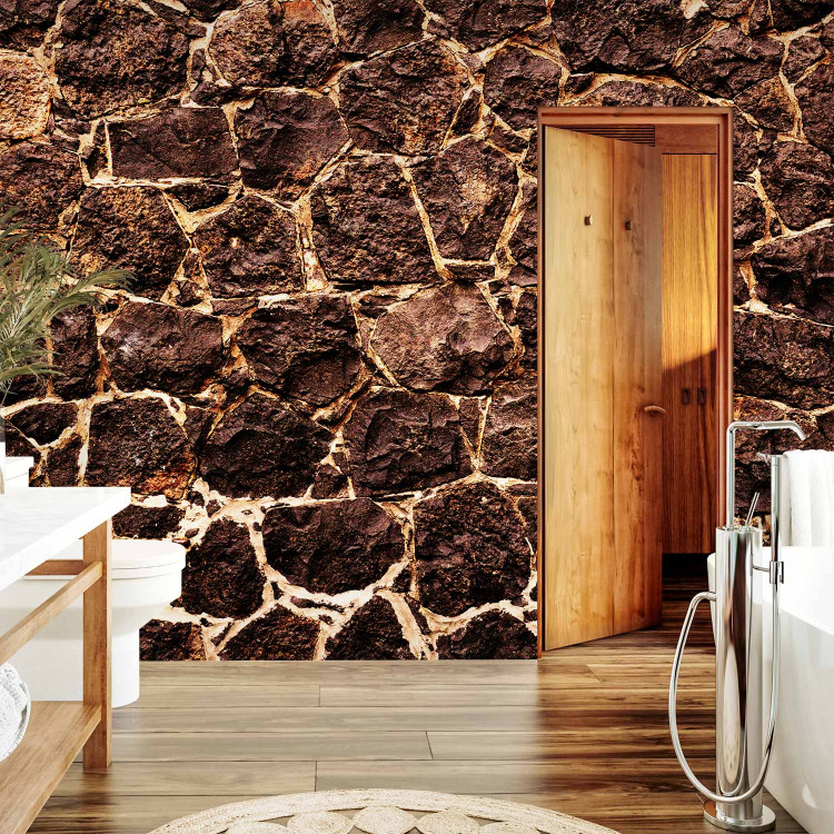 Wall Mural Brown cave - textured background of stone blocks with light joints 93960 additionalImage 8