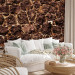 Wall Mural Brown cave - textured background of stone blocks with light joints 93960
