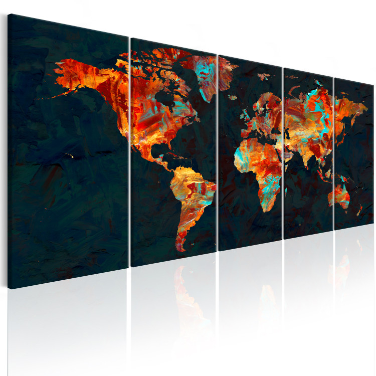 Canvas Painted Map (5-piece) - Colorful World Map with Paint Texture 105770 additionalImage 2
