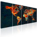 Canvas Painted Map (5-piece) - Colorful World Map with Paint Texture 105770 additionalThumb 2