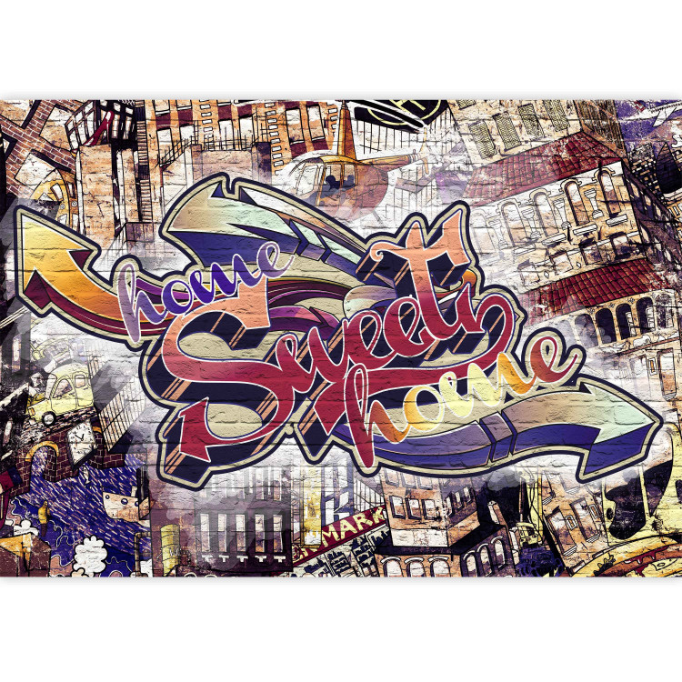 Wall Mural Home sweet home - colourful graffiti lettering on brick for teenagers 108170 additionalImage 3