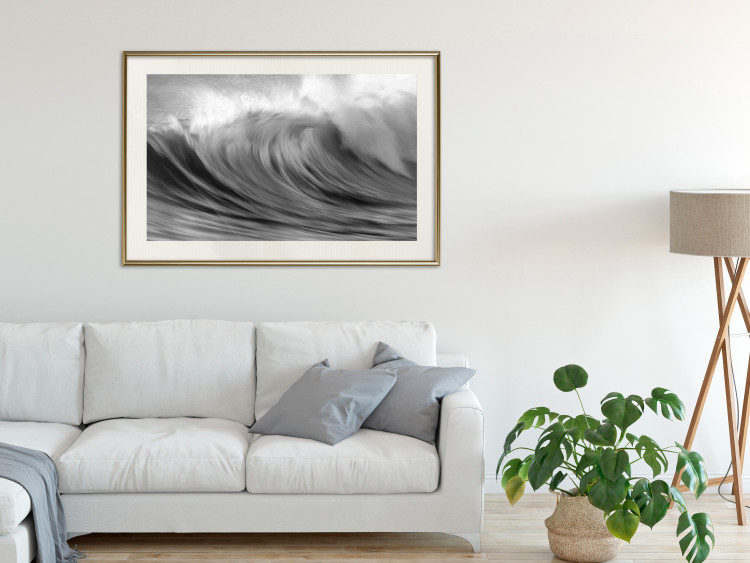 Poster Surfer's Paradise - black and white landscape of a turbulent sea wave 115170 additionalImage 21