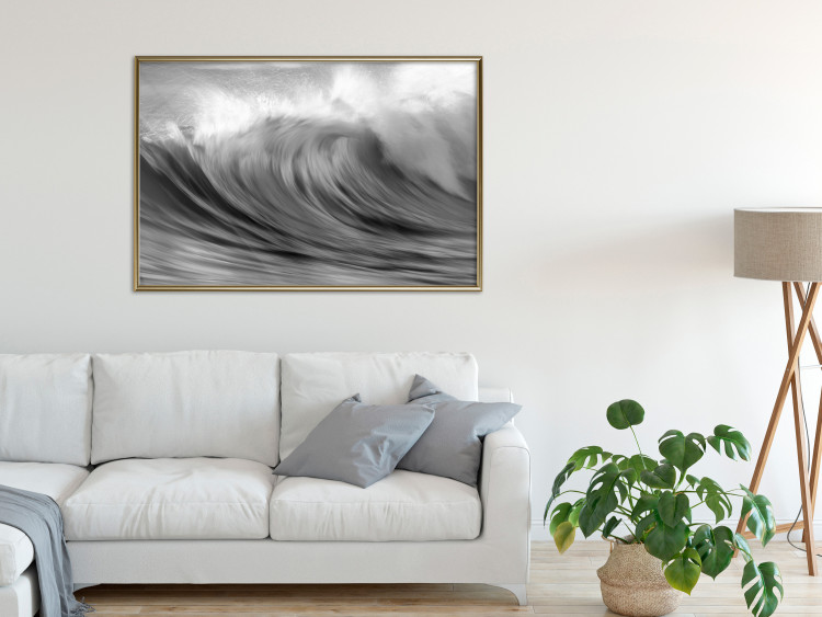 Poster Surfer's Paradise - black and white landscape of a turbulent sea wave 115170 additionalImage 7