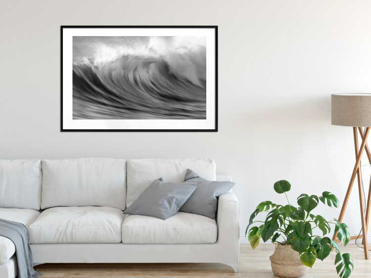 Poster Surfer's Paradise - black and white landscape of a turbulent sea wave 115170 additionalImage 6