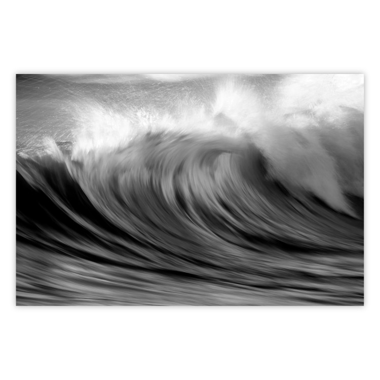 Poster Surfer's Paradise - black and white landscape of a turbulent sea wave 115170