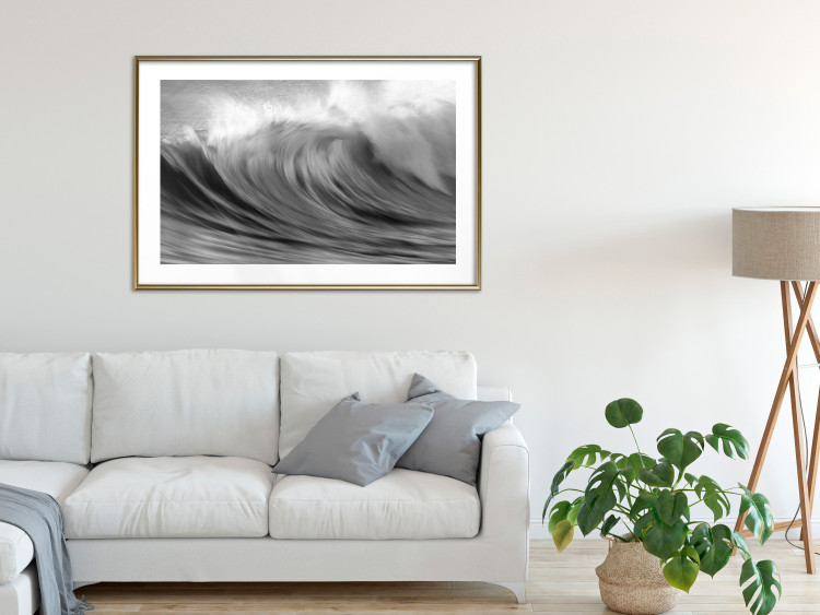 Poster Surfer's Paradise - black and white landscape of a turbulent sea wave 115170 additionalImage 15