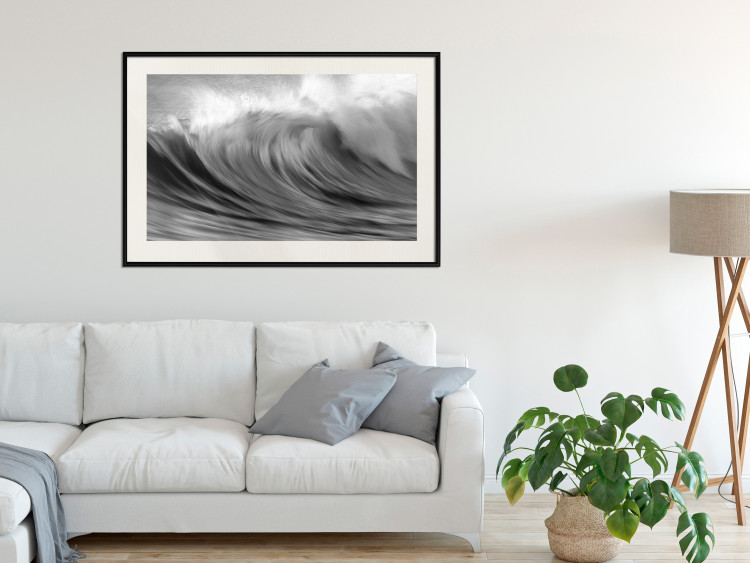 Poster Surfer's Paradise - black and white landscape of a turbulent sea wave 115170 additionalImage 22
