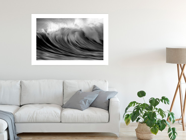 Poster Surfer's Paradise - black and white landscape of a turbulent sea wave 115170 additionalImage 2