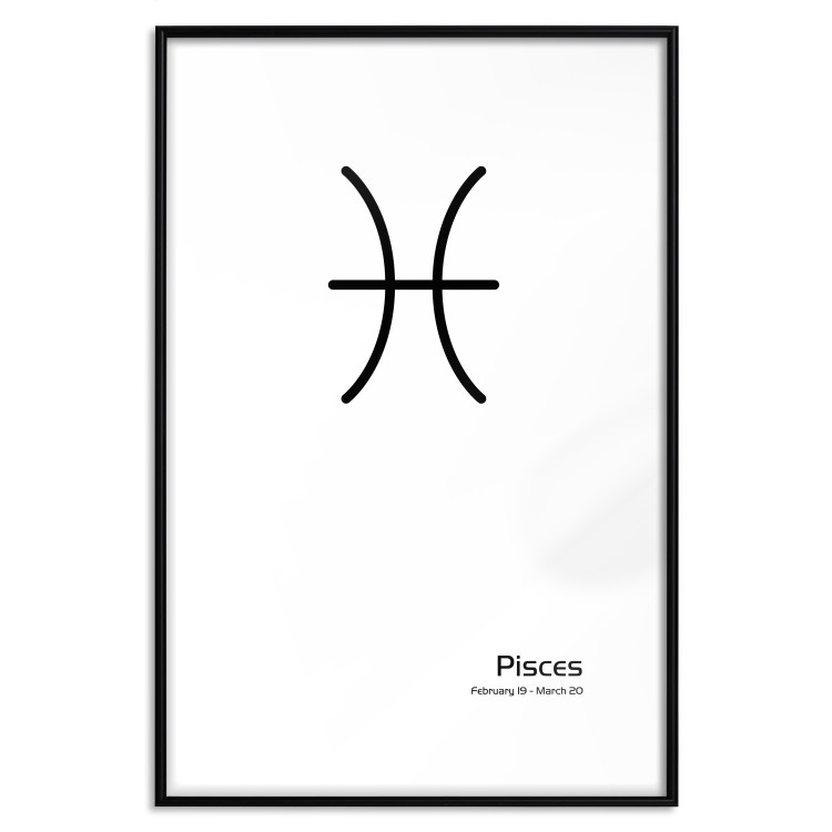 Poster Pisces - simple black and white composition with zodiac sign and text 117070 additionalImage 15