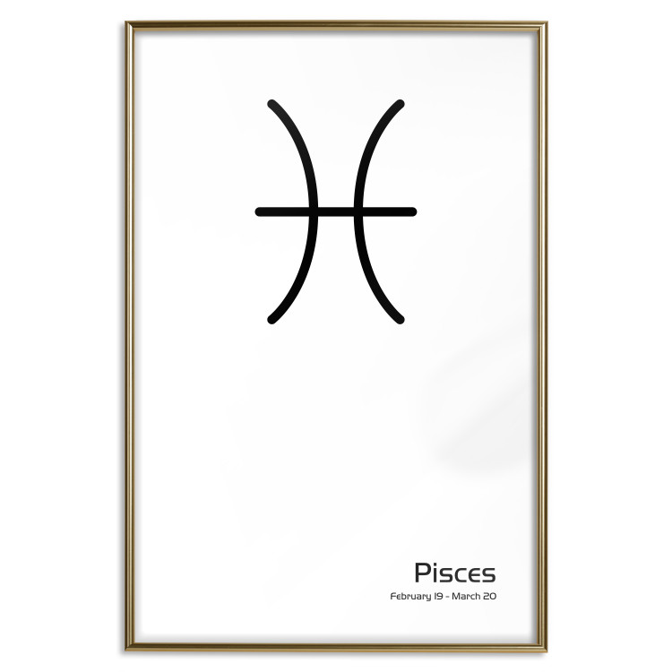 Poster Pisces - simple black and white composition with zodiac sign and text 117070 additionalImage 16