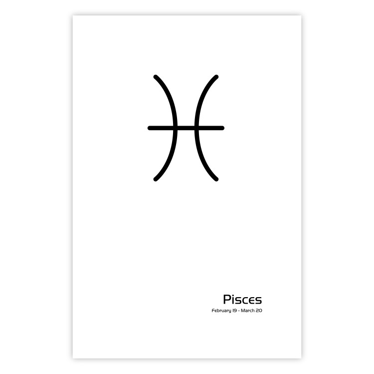 Poster Pisces - simple black and white composition with zodiac sign and text 117070 additionalImage 19