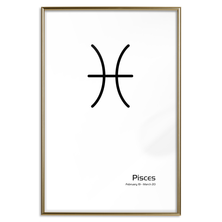 Poster Pisces - simple black and white composition with zodiac sign and text 117070 additionalImage 14
