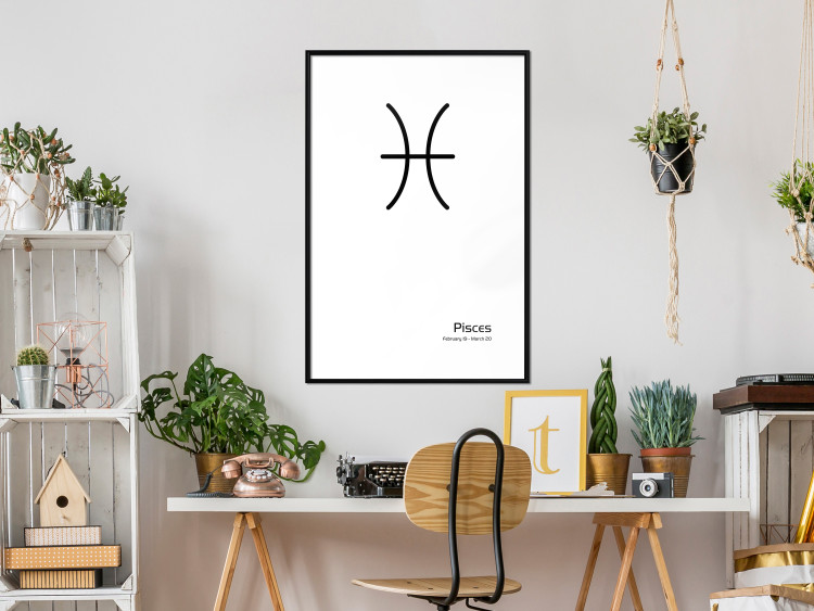 Poster Pisces - simple black and white composition with zodiac sign and text 117070 additionalImage 4