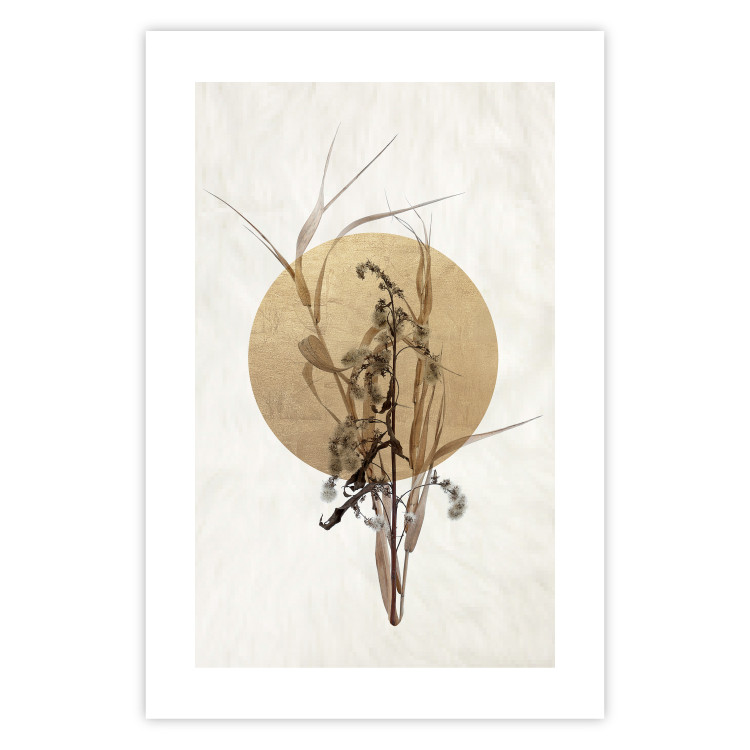Wall Poster Field Bouquet - beige Japanese-style composition with a circle and plant 117570 additionalImage 25