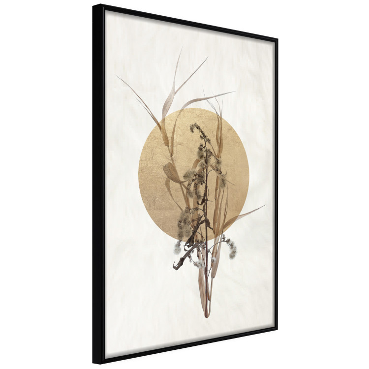 Wall Poster Field Bouquet - beige Japanese-style composition with a circle and plant 117570 additionalImage 12