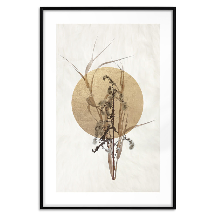 Wall Poster Field Bouquet - beige Japanese-style composition with a circle and plant 117570 additionalImage 17