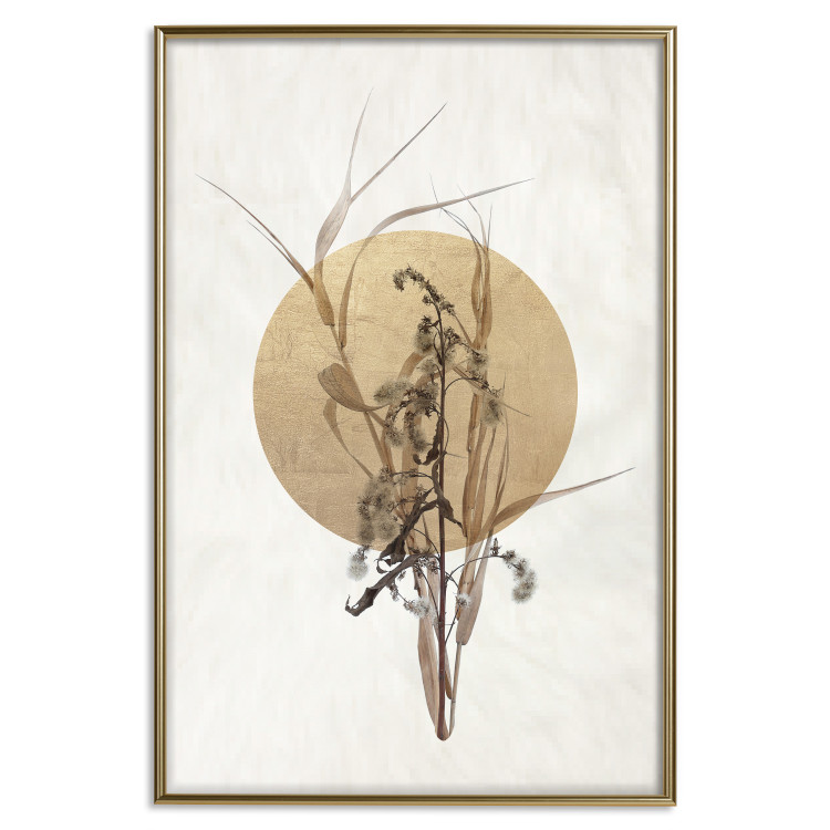 Wall Poster Field Bouquet - beige Japanese-style composition with a circle and plant 117570 additionalImage 20