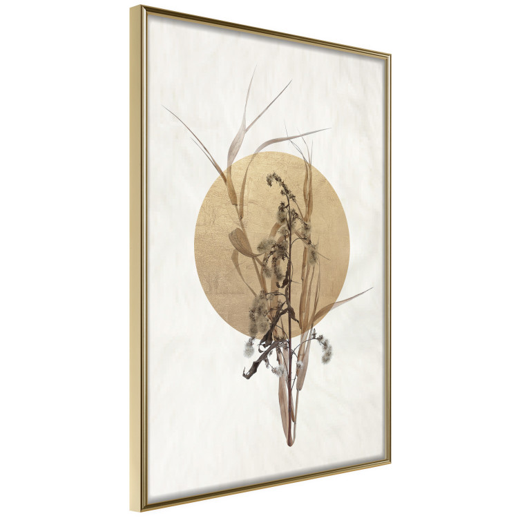 Wall Poster Field Bouquet - beige Japanese-style composition with a circle and plant 117570 additionalImage 12