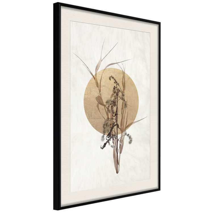 Wall Poster Field Bouquet - beige Japanese-style composition with a circle and plant 117570 additionalImage 3